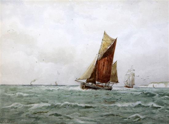 George Stanfield Walters (1838-1924) Shipping off the coast 9.5 x 13in.